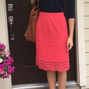 Pink lace business pencil skirt